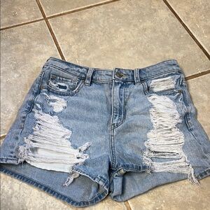 American Eagle Outfitters Blue Distressed Jean Shorts